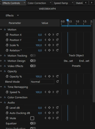Effects and keyframes